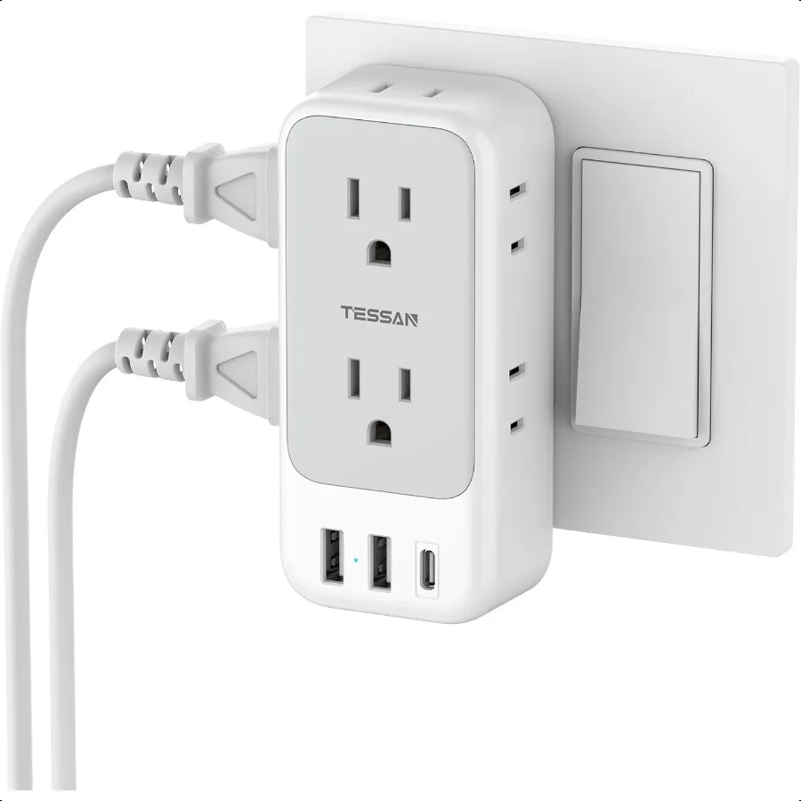 USB Plug Adapter for Wall Outlet Outlet Extender with USB C 7 AC Multi Plug Wall Charger 4 Sided Design for Cruise Home Office
USB Plug Adapter for Wall Outlet Outlet Extender with USB C 7 AC Multi Plug Wall Charger 4 Sided Design for Cruise Home Office