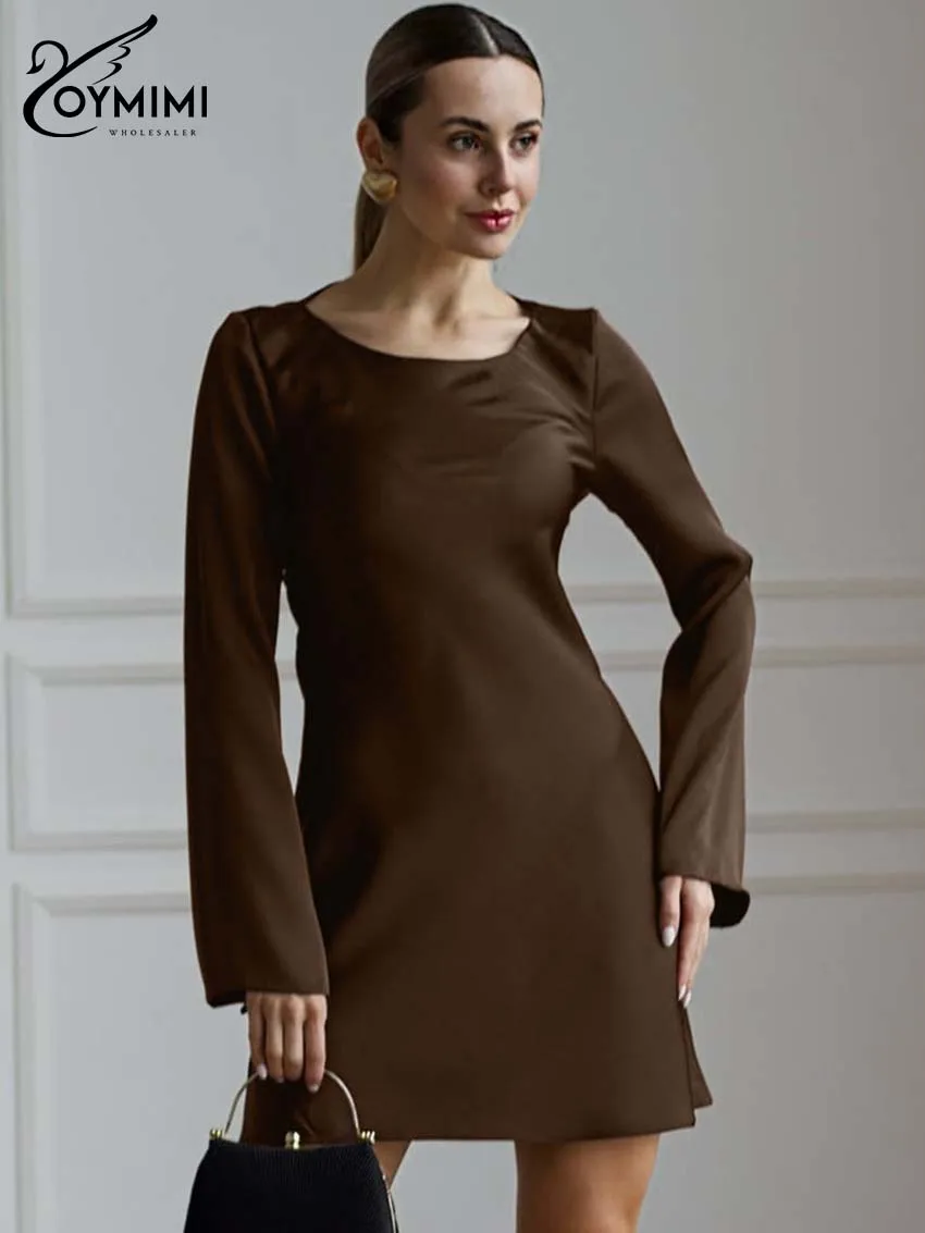 Oymimi Elegant Brown O-Neck Women's Dress Fashion Long Sleeve Slim Simple Dresses Casual Straight Mini Dresses Female Streetwear
Oymimi Elegant Brown O-Neck Women's Dress Fashion Long Sleeve Slim Simple Dresses Casual Straight Mini Dresses Female Streetwear