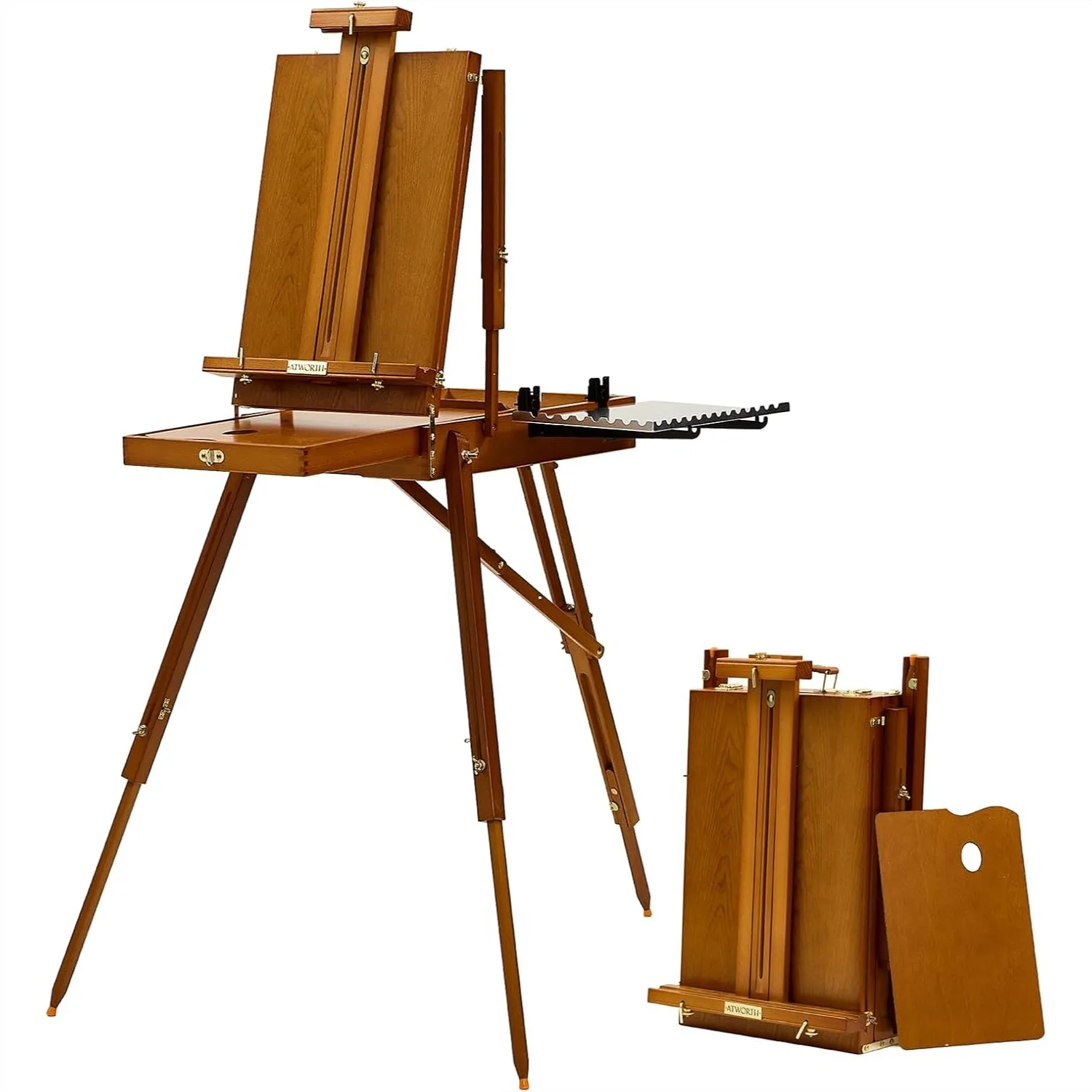 French Easel for Painting, Deluxe Beech Wooden Field & Studio Sketchbox Easel Stand with Metal Side Tray, Portable & Easy
French Easel for Painting, Deluxe Beech Wooden Field & Studio Sketchbox Easel Stand with Metal Side Tray, Portable & Easy