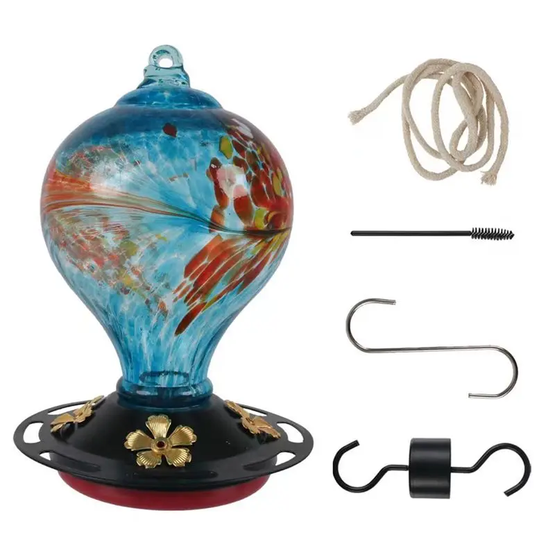 ELEG-Кормушка для птиц с 5 перьями-подставками, из выдувного стекла ручной работы, для улицы, подвесная, 30 жидких унций
ELEG-Кормушка для птиц с 5 перьями-подставками, из выдувного стекла ручной работы, для улицы, подвесная, 30 жидких унций