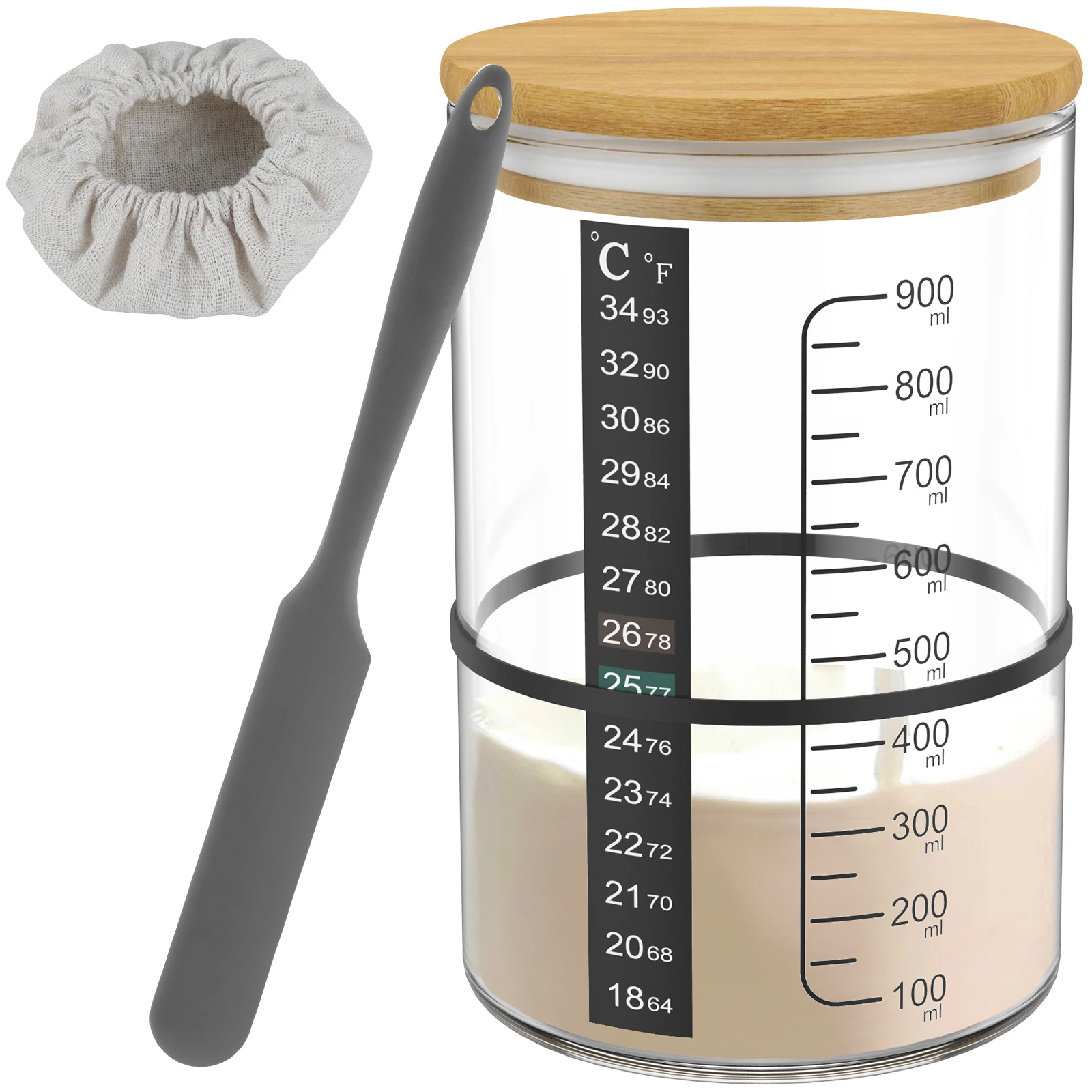 New Glass Sourdough Starter Jar Kit 900ml Fermentation Container Tank Wide Mouth Sourdough Jar for Kitchen Baking Food Storage
New Glass Sourdough Starter Jar Kit 900ml Fermentation Container Tank Wide Mouth Sourdough Jar for Kitchen Baking Food Storage