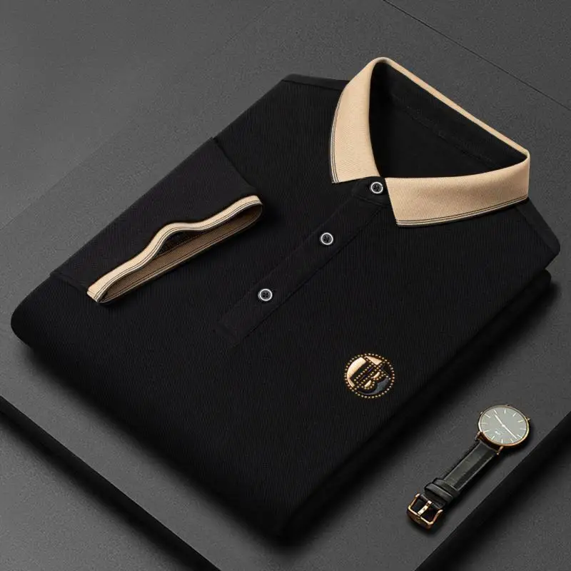 Summer New Men's Polo Shirt Top Pure Cotton Short Sleeved with Pearl Mesh Lapel and Diamond Embroidery
Summer New Men's Polo Shirt Top Pure Cotton Short Sleeved with Pearl Mesh Lapel and Diamond Embroidery