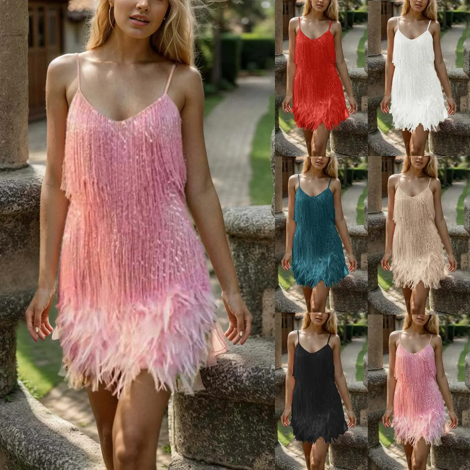 2023 New Sexy Tassel Sequins Feather Mini Dress Women Spaghetti Strap Stitching Dresses Female Elegant Evening Party Club Dress
2023 New Sexy Tassel Sequins Feather Mini Dress Women Spaghetti Strap Stitching Dresses Female Elegant Evening Party Club Dress