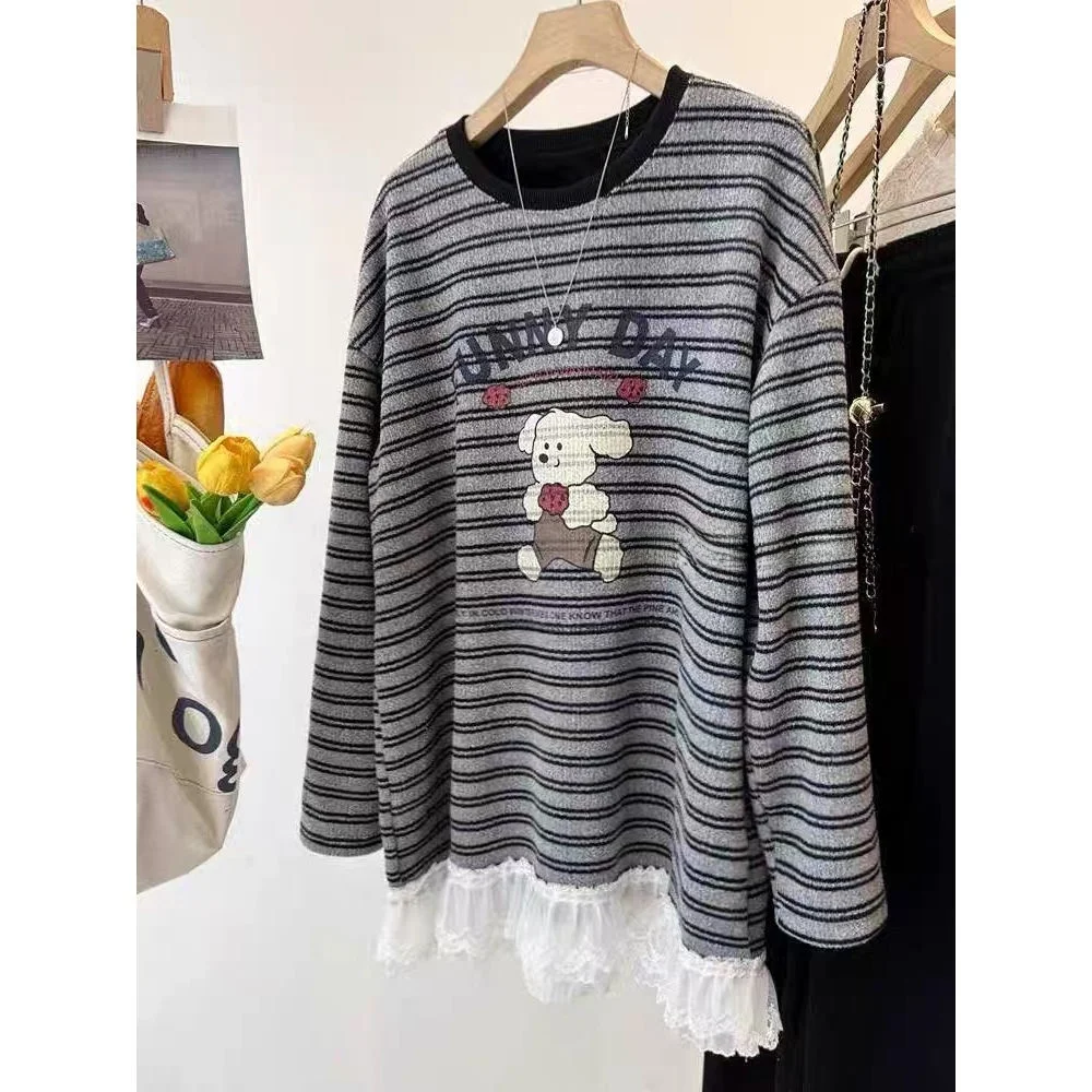 plus Size 300 Pou Cartoon Dog Print Striped Long Sve T-irt Korean Sle Men Women Loose Fit Breathable Anti-Wrinkle
plus Size 300 Pou Cartoon Dog Print Striped Long Sve T-irt Korean Sle Men Women Loose Fit Breathable Anti-Wrinkle