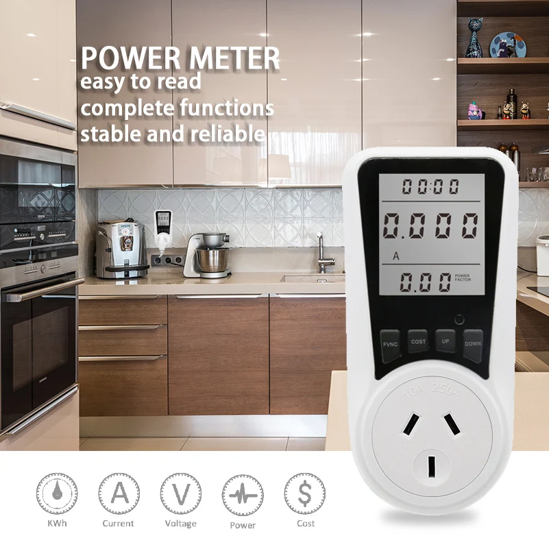 Cowell PMB05-AU AU Plug Digital Wattmeter AC Energy Socket Power Meter Electricity Usage Monitor LCD Display 2% Accuracy Voltage
Cowell PMB05-AU AU Plug Digital Wattmeter AC Energy Socket Power Meter Electricity Usage Monitor LCD Display 2% Accuracy Voltage