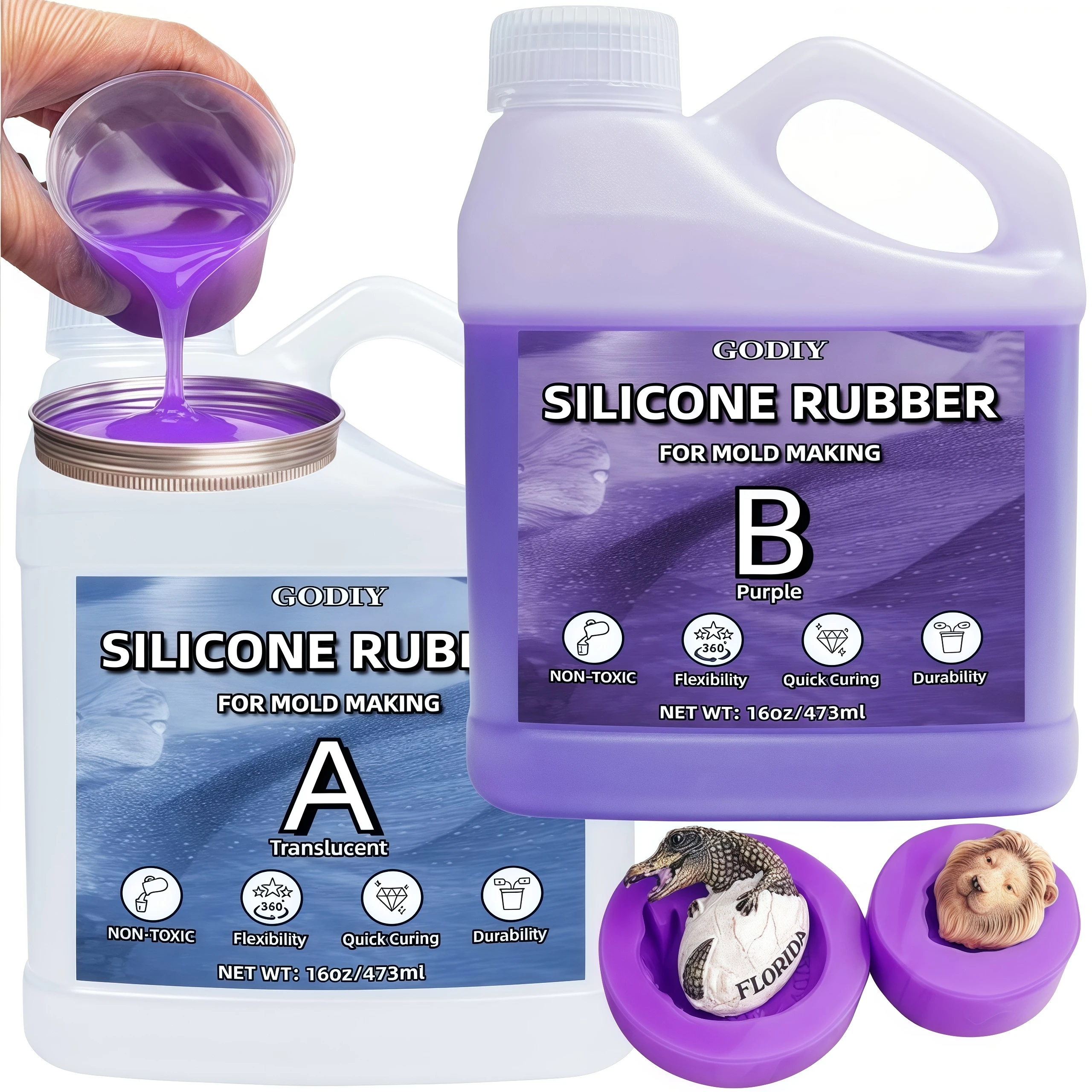 Silicone Mold Making Kit,Fast Cure Purple Silicone Rubber for Casting Resins Mold,Silicone Mold,Candle Mold,Sculptural Molding
Silicone Mold Making Kit,Fast Cure Purple Silicone Rubber for Casting Resins Mold,Silicone Mold,Candle Mold,Sculptural Molding