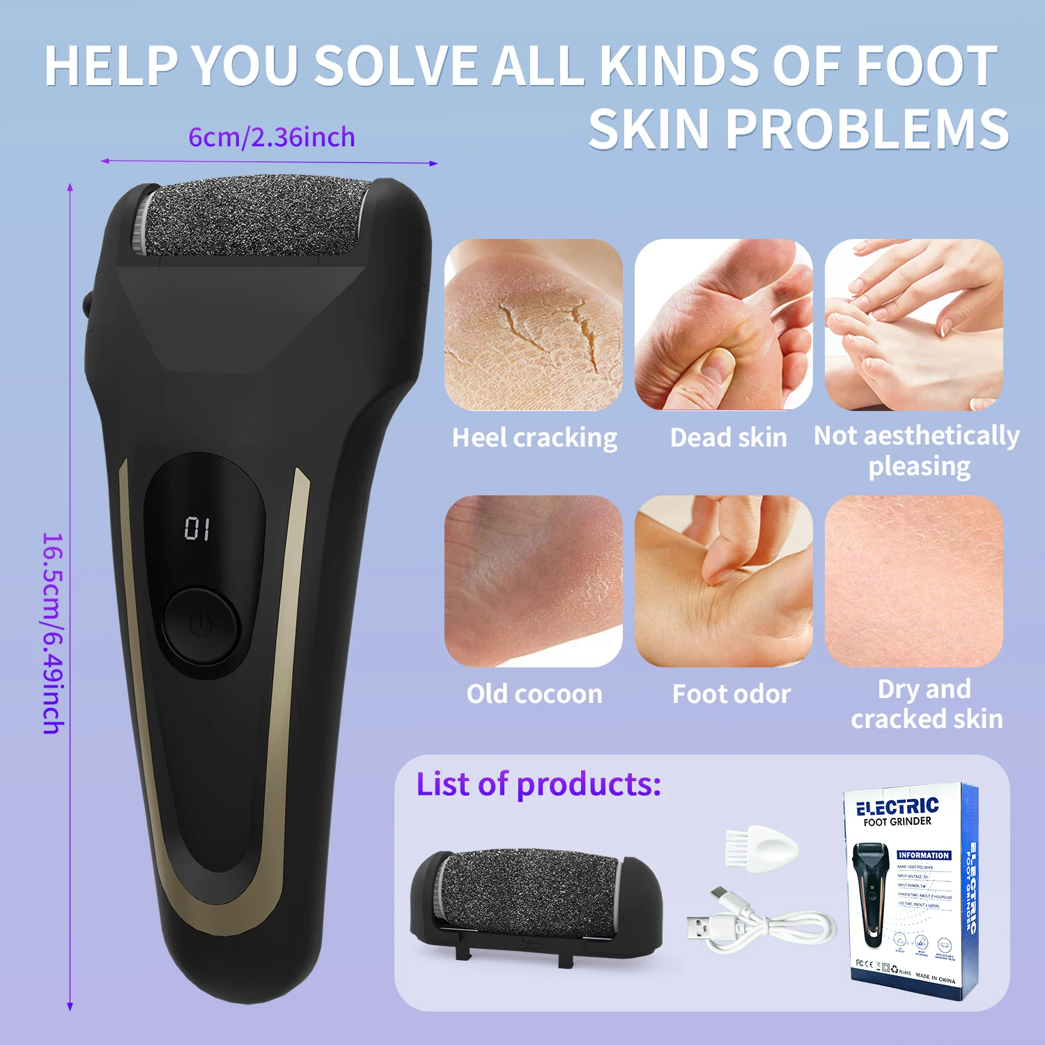 Adjustable Speeds Electric Foot Grinder, USB Rechargeable Callus Remover for Men & Women, Home Pedicure Tool
Adjustable Speeds Electric Foot Grinder, USB Rechargeable Callus Remover for Men & Women, Home Pedicure Tool