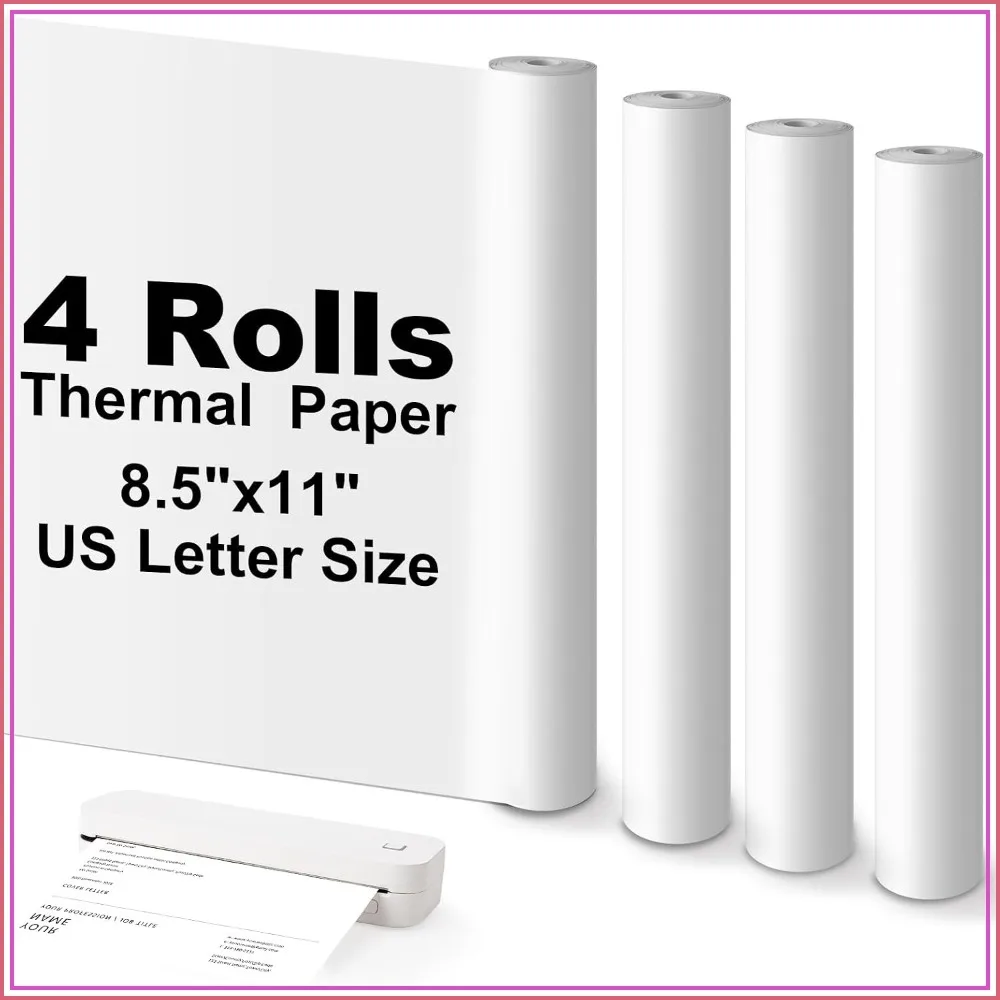 4 Rolls US Letter Thermal Paper 8.5x11, BPA Free Quick-Dry, Clear Print for Portable Printers, 100 Sheets
4 Rolls US Letter Thermal Paper 8.5x11, BPA Free Quick-Dry, Clear Print for Portable Printers, 100 Sheets