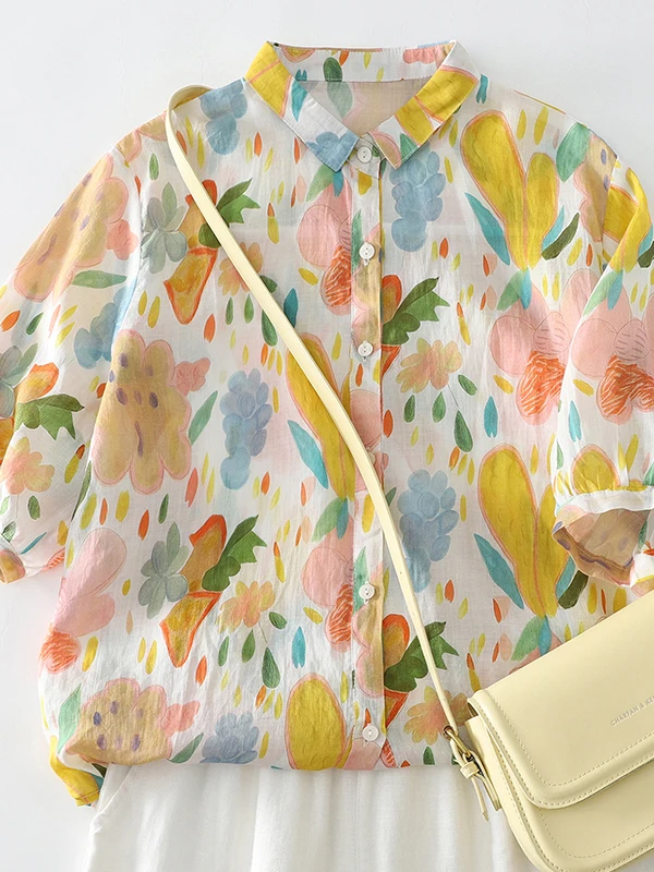 Floral Print Half Sleeve Shirt Women's Summer Thin Style Top Loose Fit Casual Shirt Turn down Collar Button Closure Regular L...
Floral Print Half Sleeve Shirt Women's Summer Thin Style Top Loose Fit Casual Shirt Turn down Collar Button Closure Regular L...