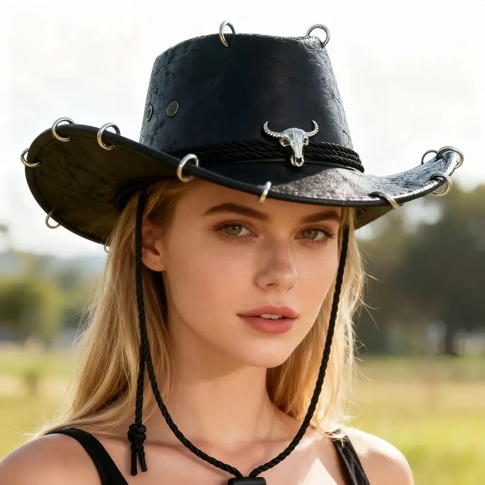 Fashion Wide Brim Western Cowboy Hat Solid Color Ethnic Style Cowgirl Cap Punk Pu Leather Summer Hat Climbing
Fashion Wide Brim Western Cowboy Hat Solid Color Ethnic Style Cowgirl Cap Punk Pu Leather Summer Hat Climbing