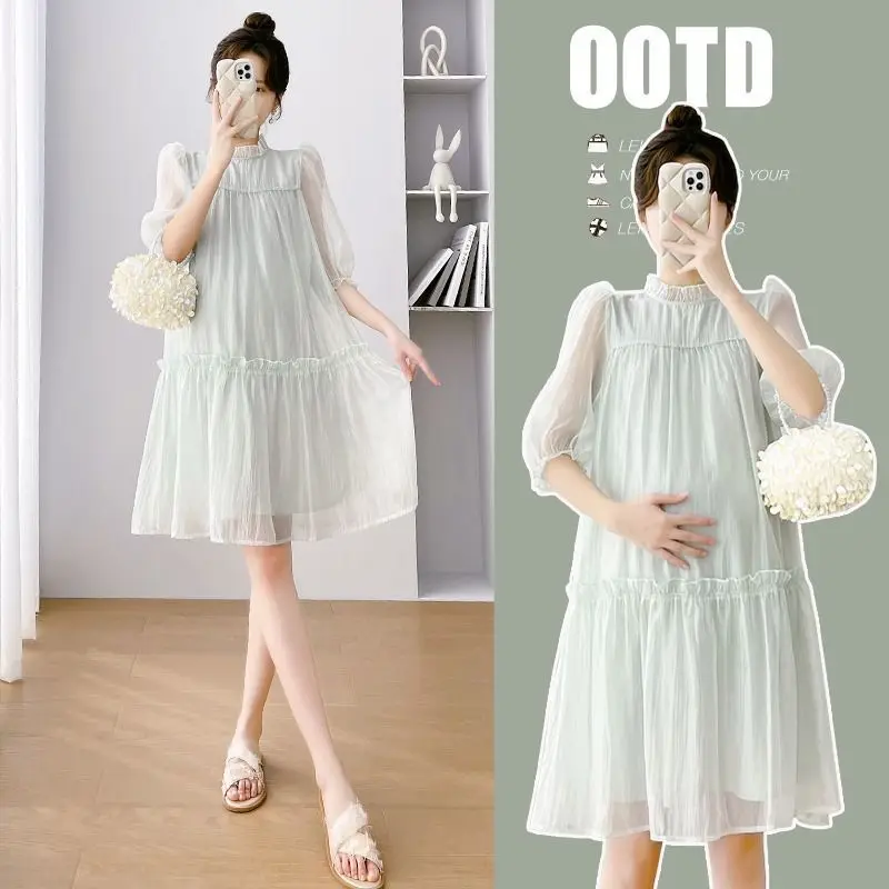 Pregnant Women Dress Summer Short Sleeve Thin Green Small Medium Long Loose Bellow Blouse New Female Maternity Dresses
Pregnant Women Dress Summer Short Sleeve Thin Green Small Medium Long Loose Bellow Blouse New Female Maternity Dresses