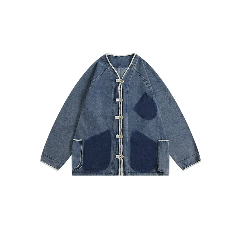Man's Denim Jackets V-neck Patchwork Long Sleeve Casual Loose Coats Vintage Hip Hop Chinese Style Jacket Trendy Male Clothes
Man's Denim Jackets V-neck Patchwork Long Sleeve Casual Loose Coats Vintage Hip Hop Chinese Style Jacket Trendy Male Clothes