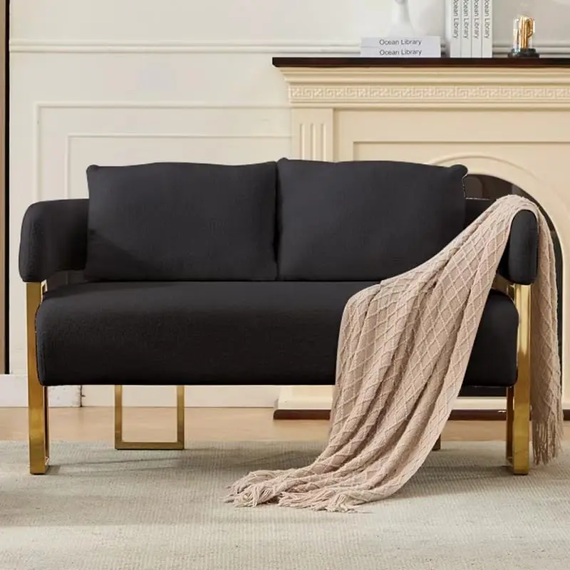 Loveseat Sofa Modern Comfy Accent Chairs, Upholstered Living Room Chairs with Golden Legs and Pillow, Armchairs no Wheels for Va
Loveseat Sofa Modern Comfy Accent Chairs, Upholstered Living Room Chairs with Golden Legs and Pillow, Armchairs no Wheels for Va