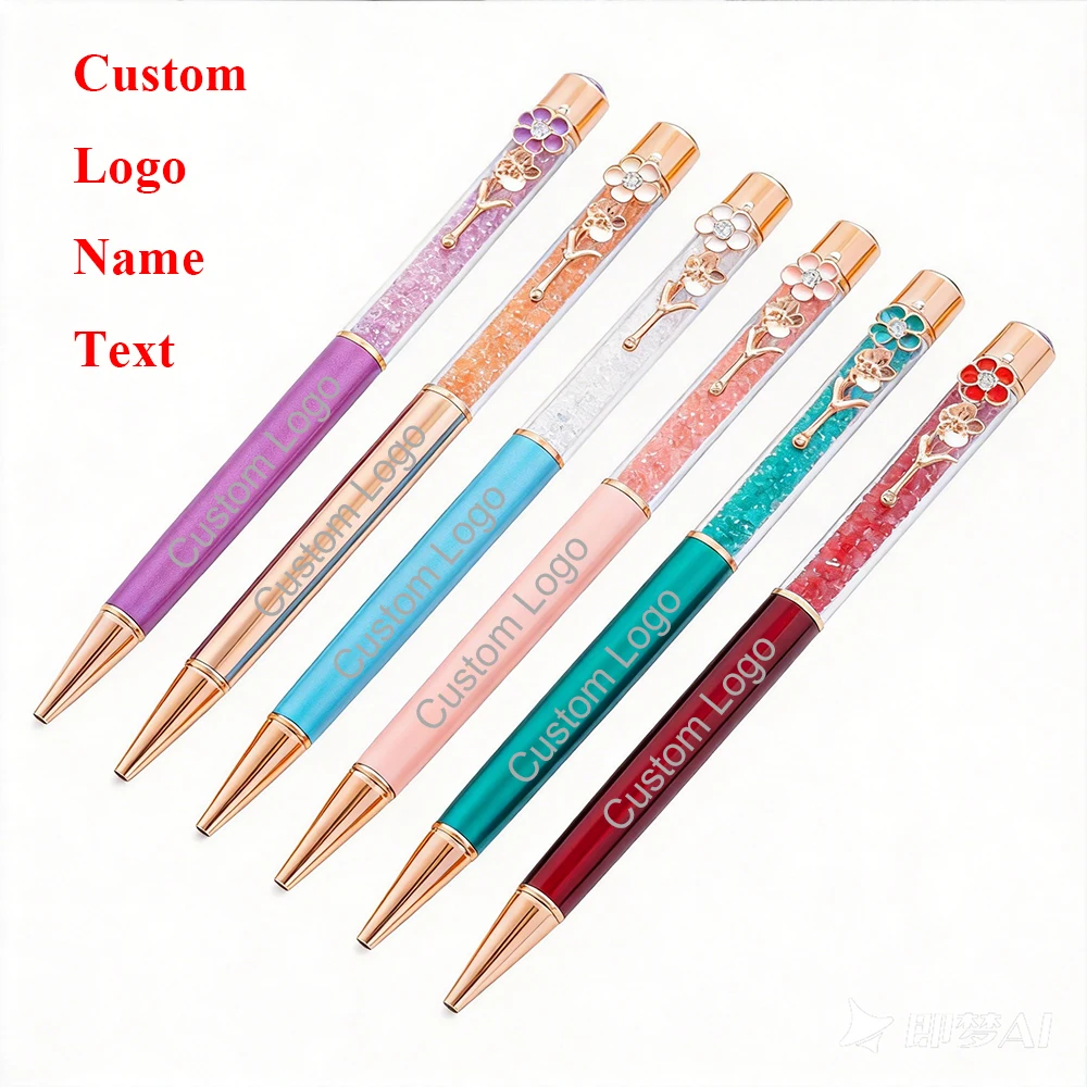 Custom Logo Pen Crystal Quicksand Ballpoint Pen Print Name Flower Pens Gift for Wedding Office School Stationery Rose Gold White
Custom Logo Pen Crystal Quicksand Ballpoint Pen Print Name Flower Pens Gift for Wedding Office School Stationery Rose Gold White