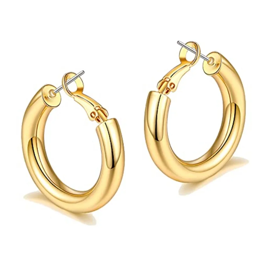 sovesi Chunky 14K Gold Plated Hoop Earrings for Women with 925 Sterling Silver Post, Thick Hoops Earrings for Women
sovesi Chunky 14K Gold Plated Hoop Earrings for Women with 925 Sterling Silver Post, Thick Hoops Earrings for Women