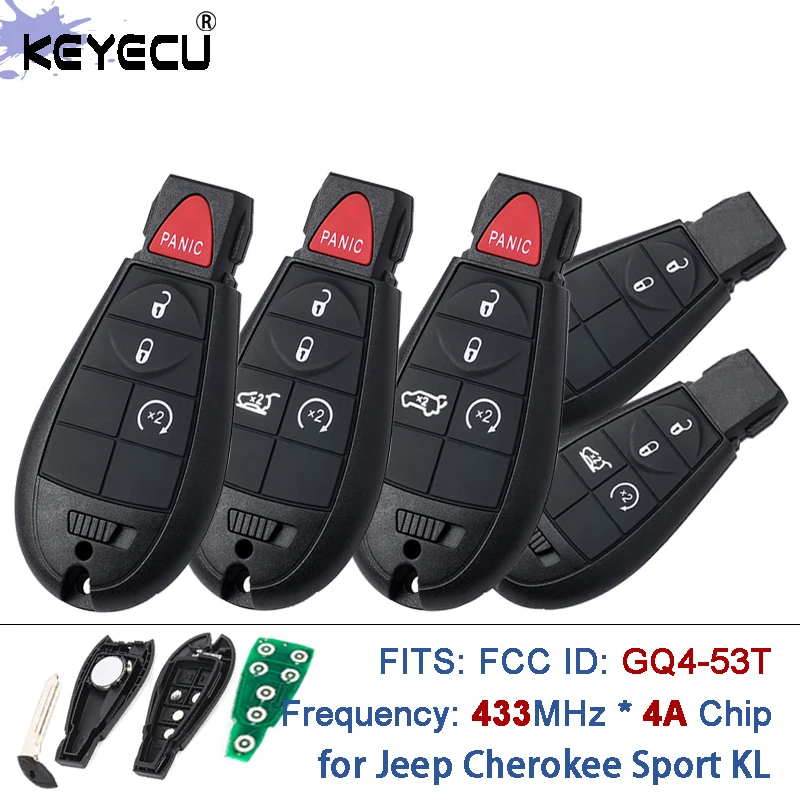 KEYECU 433MHz 4A / PCF7961M Chip GQ4-53T Fobik Remote Car Key for Jeep Cherokee Sport KL 2014 2015 2016 2017 2018 2019
KEYECU 433MHz 4A / PCF7961M Chip GQ4-53T Fobik Remote Car Key for Jeep Cherokee Sport KL 2014 2015 2016 2017 2018 2019