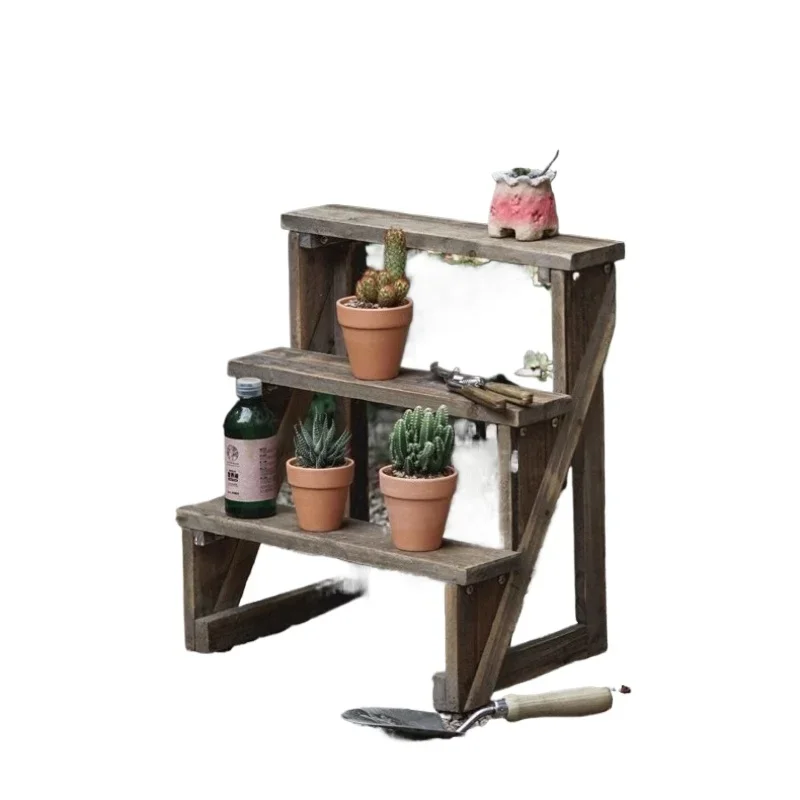 Three-layer stepped small flower rack, solid wood retro old balcony courtyard garden potted plant rack
Three-layer stepped small flower rack, solid wood retro old balcony courtyard garden potted plant rack