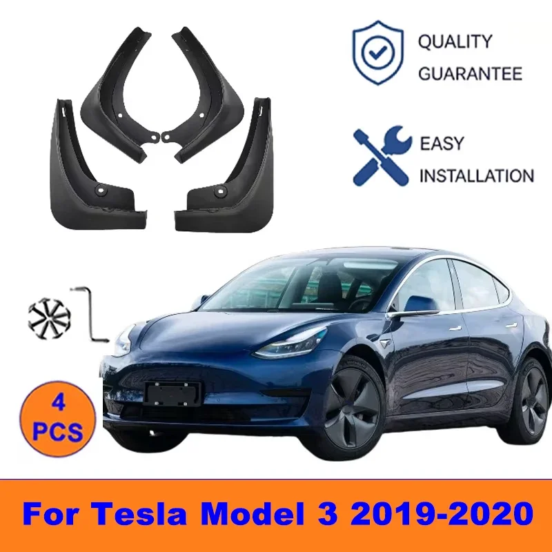 4Pcs Mud Flaps For Tesla Model 3 2019-2020 - Splash Guards Front&Rear Wheel Fender Mudguards Car Exterior Protection Accessories