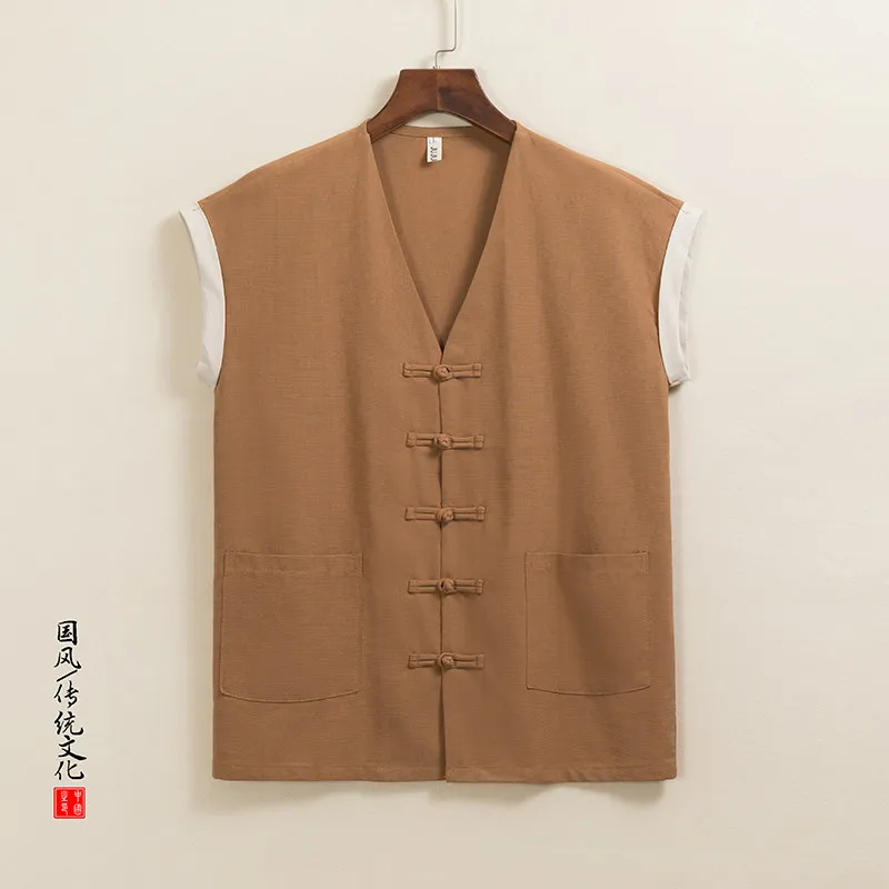 Men Shirts Chinese Style Cotton Sleeveless Tank Tops Vintage V-Neck Casual Waistcoat Summer Breathable Vests Men Loose Tees Vest
Men Shirts Chinese Style Cotton Sleeveless Tank Tops Vintage V-Neck Casual Waistcoat Summer Breathable Vests Men Loose Tees Vest