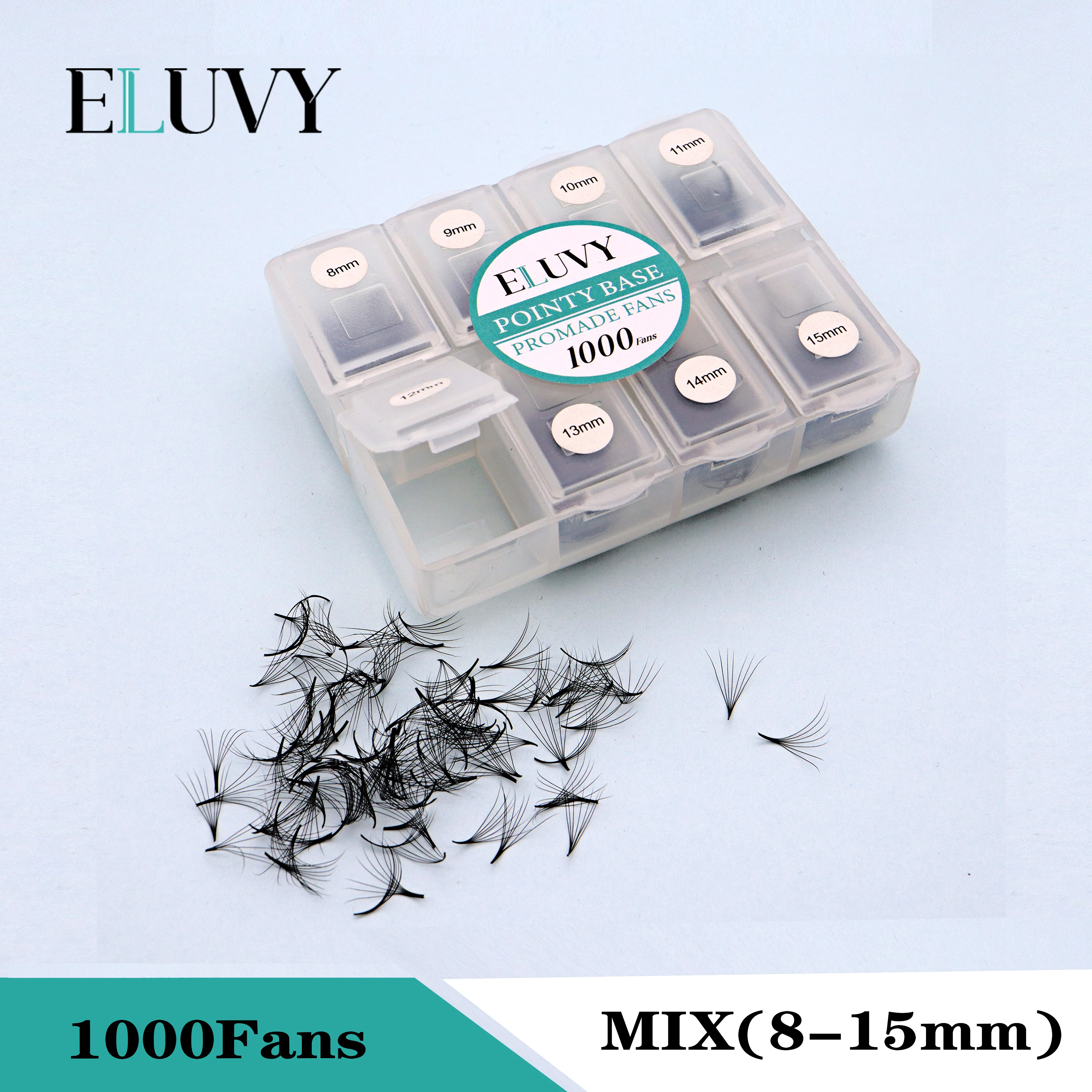 ELUVY MIX8-15mm 1000FANS Mixed Length Sharp Pointy Stem Promade Volume Lash Loose Fan Faux Mink Handmade Eyelashes Extensions
ELUVY MIX8-15mm 1000FANS Mixed Length Sharp Pointy Stem Promade Volume Lash Loose Fan Faux Mink Handmade Eyelashes Extensions