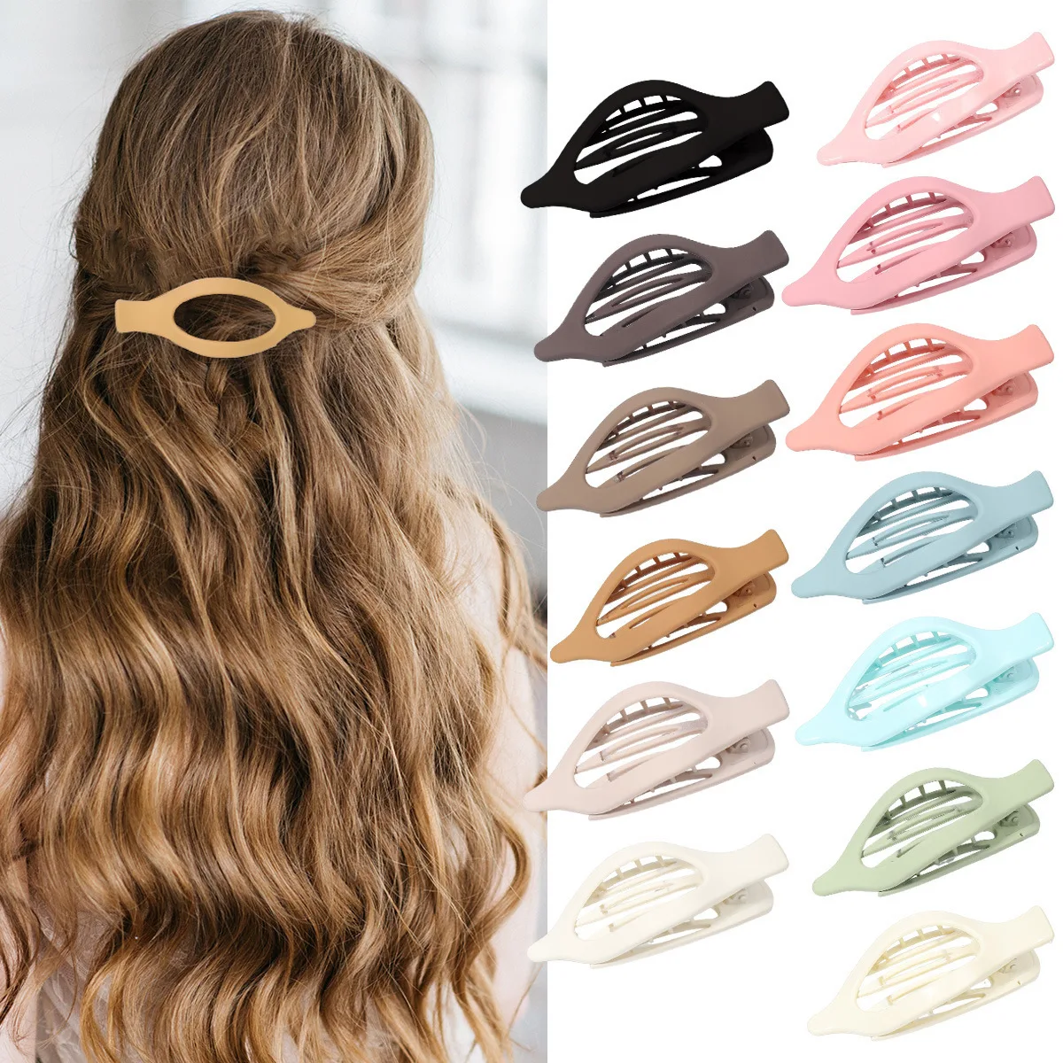 Matte Pastel Leaf-Shaped Large Flat Hair Claw Clips Women Girls Stylish Hair Accessory Non-Slip Strong Hold for Thick Fine Hair
Matte Pastel Leaf-Shaped Large Flat Hair Claw Clips Women Girls Stylish Hair Accessory Non-Slip Strong Hold for Thick Fine Hair