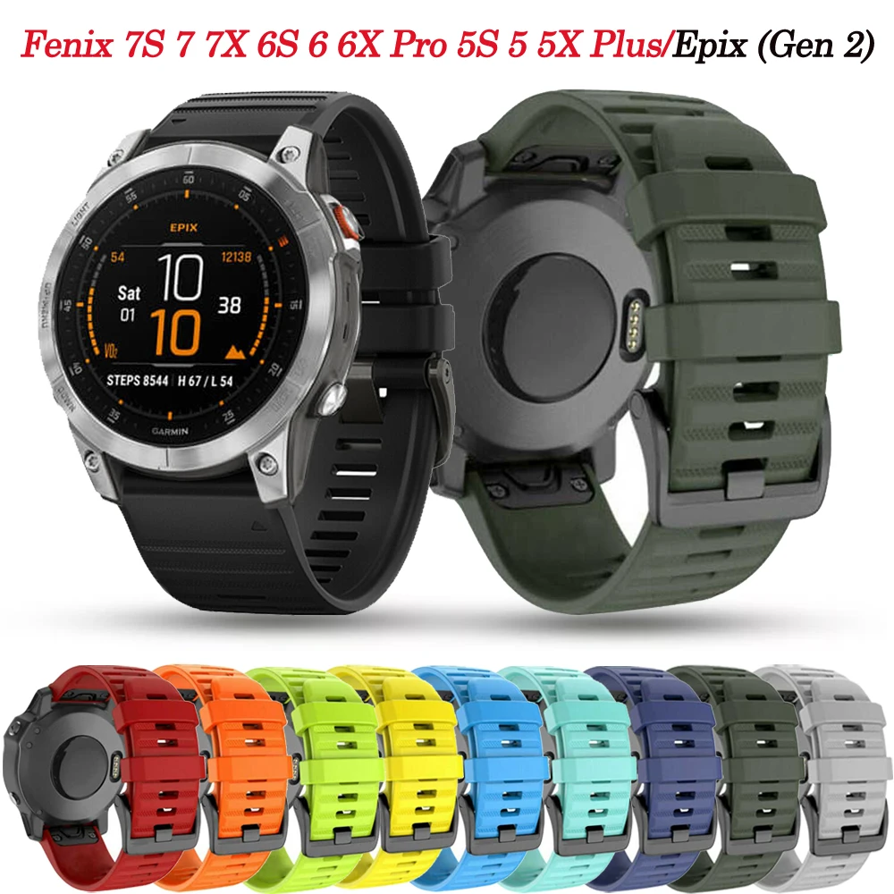 20 22 26mm Silicone Strap For Garmin Fenix 7S 7 7X 6S 6 6X Pro 5S 5 5X Plus/ Epix (Gen 2) Smartwatch Band Easyfit Wrist Bracelet
20 22 26mm Silicone Strap For Garmin Fenix 7S 7 7X 6S 6 6X Pro 5S 5 5X Plus/ Epix (Gen 2) Smartwatch Band Easyfit Wrist Bracelet