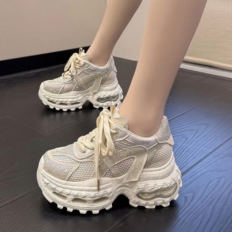 Fashion Chunky Sneakers Women Synthetic Leather Mesh Round Toe Lace-up Sports Trainers Ladies Patchwork Rhinestone ShoesHandmade
Fashion Chunky Sneakers Women Synthetic Leather Mesh Round Toe Lace-up Sports Trainers Ladies Patchwork Rhinestone ShoesHandmade