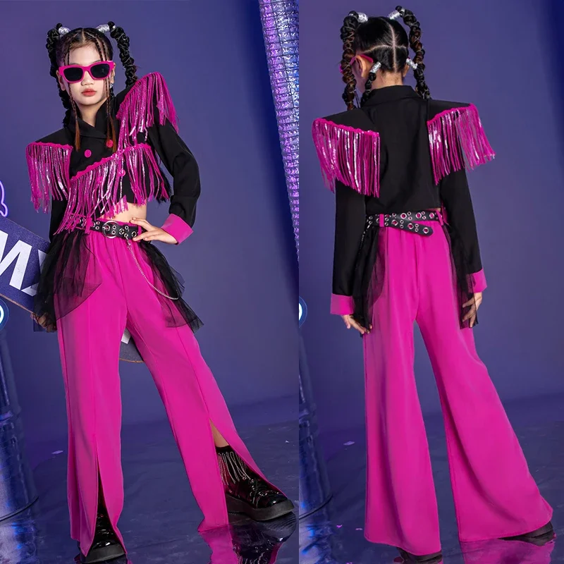 Kids Stage Catwalk Kpop Outfits Girls Jazz Dance Costumes Street Dancewear Fringed Coat Pants Kids Hip Hop Clothing XS7124
Kids Stage Catwalk Kpop Outfits Girls Jazz Dance Costumes Street Dancewear Fringed Coat Pants Kids Hip Hop Clothing XS7124