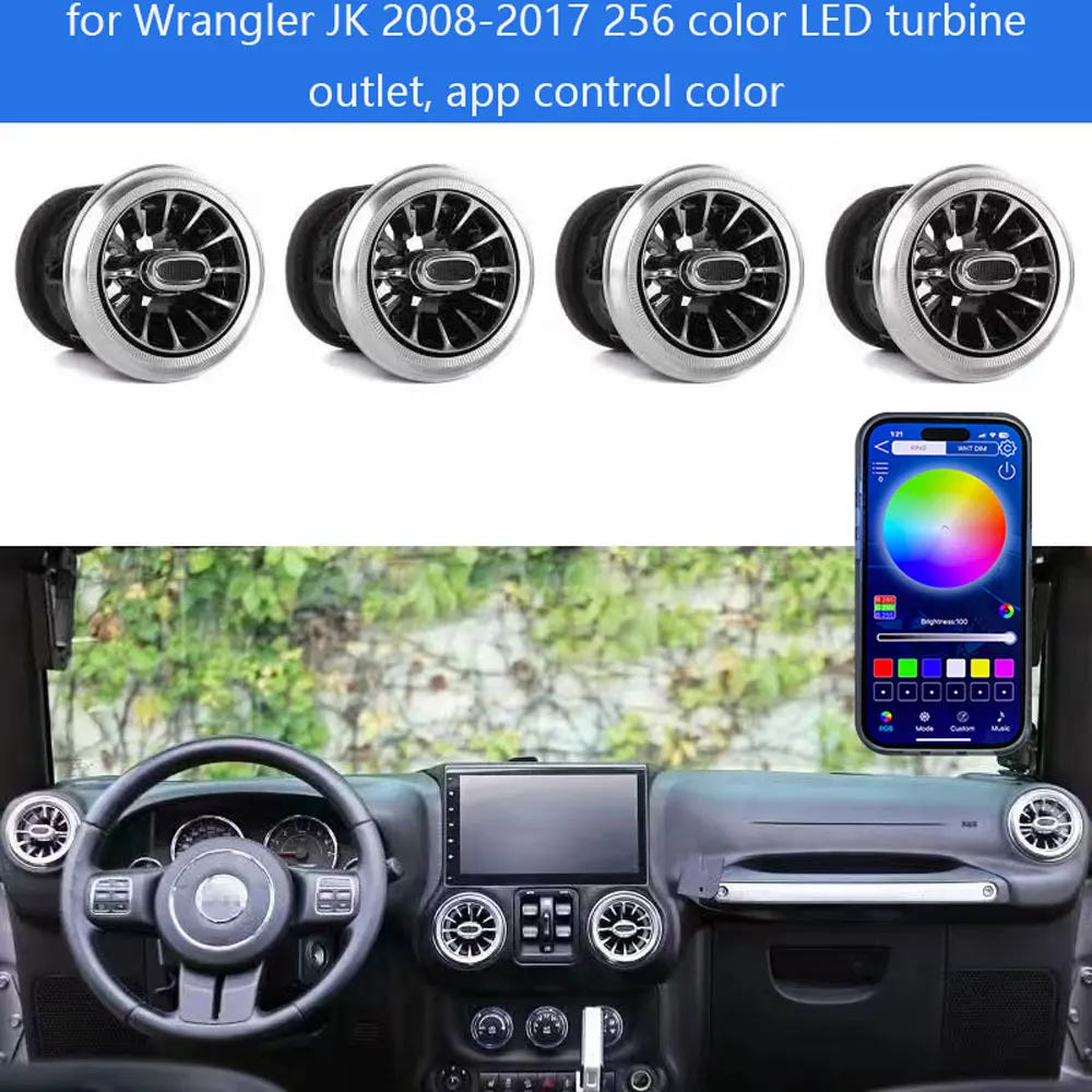 256 color LED front vent entrance For Wrangler JK 2008-2017 turbine air outlet ambient light LED mood light
256 color LED front vent entrance For Wrangler JK 2008-2017 turbine air outlet ambient light LED mood light