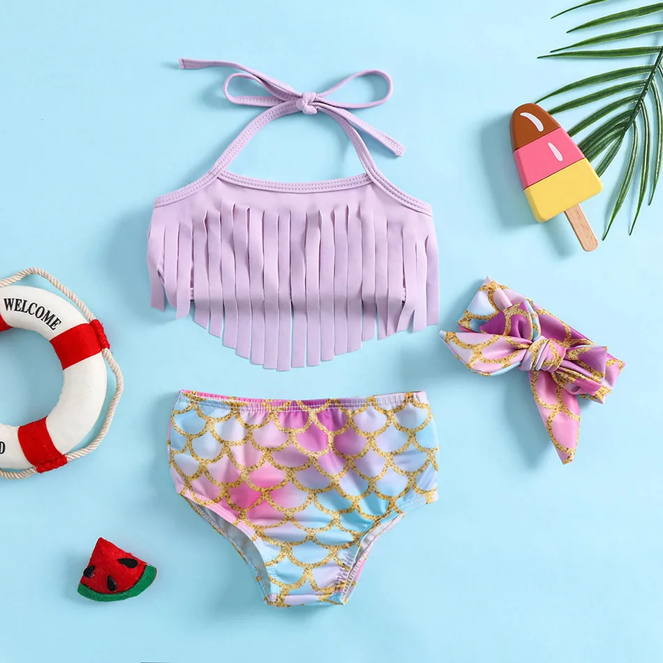 Summer Mermaid Fashion Purple Swimsuit Tassel Children's Hot Spring Beach Swimming Training Swimsuit Girl's Bikini Two Piece Set
Summer Mermaid Fashion Purple Swimsuit Tassel Children's Hot Spring Beach Swimming Training Swimsuit Girl's Bikini Two Piece Set