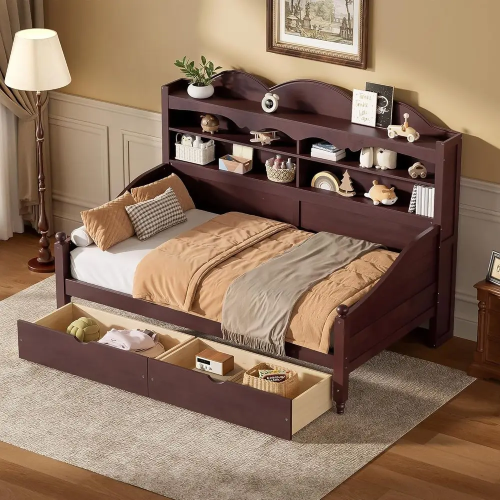 MERITLINE Twin Daybed with Storage Ders and Shelving, Wooden Twin Soa Bed with Storage board or Bedroom, Living Room, Gt Room, N
MERITLINE Twin Daybed with Storage Ders and Shelving, Wooden Twin Soa Bed with Storage board or Bedroom, Living Room, Gt Room, N