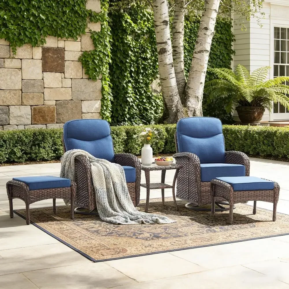 Luxury Patio urniture Set with Swivel Chairs & 6-Inch Thick Cushions, Outdoor High Back Swivel Rocker Patio Chairs, 5PCS Wicker
Luxury Patio urniture Set with Swivel Chairs & 6-Inch Thick Cushions, Outdoor High Back Swivel Rocker Patio Chairs, 5PCS Wicker