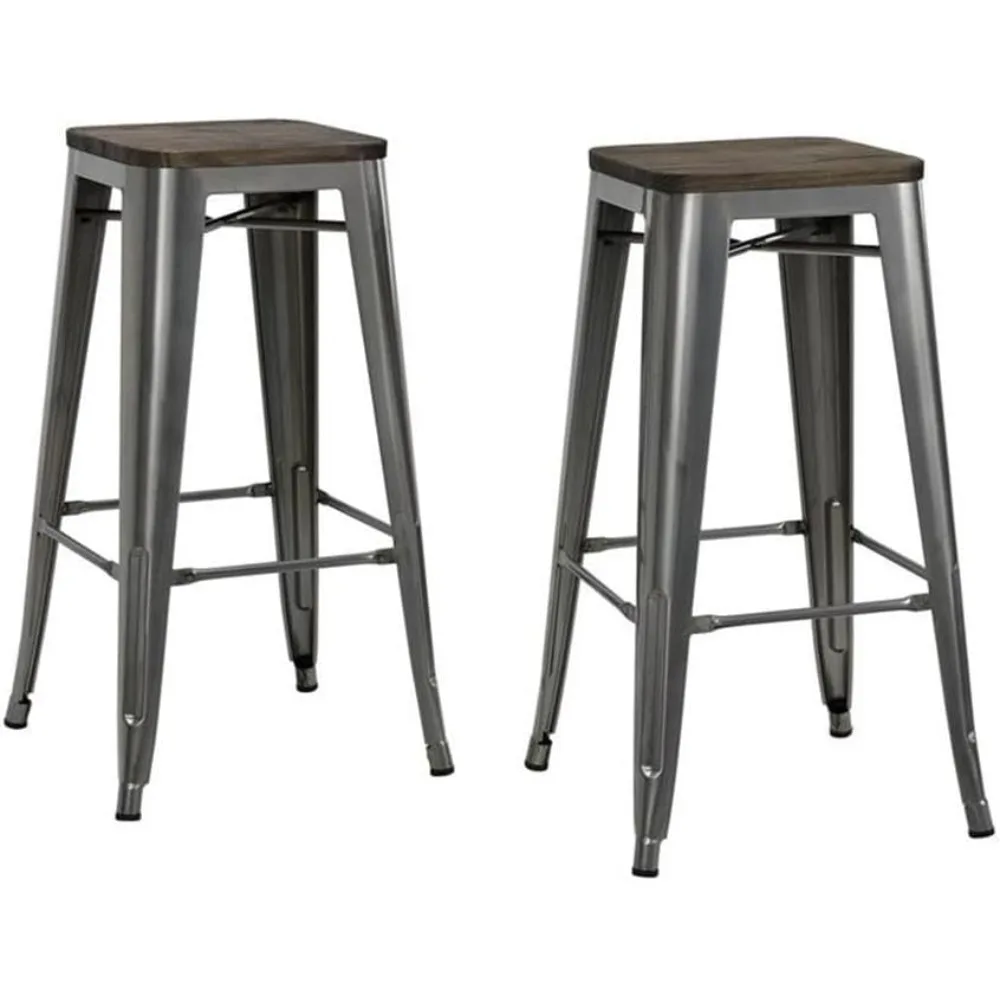 Fusion Metal Backless 30" Barstool with Wood Seat, Distressed Metal Finish for Industrial Appeal, Set of two, Antique Gun Metal
Fusion Metal Backless 30" Barstool with Wood Seat, Distressed Metal Finish for Industrial Appeal, Set of two, Antique Gun Metal
