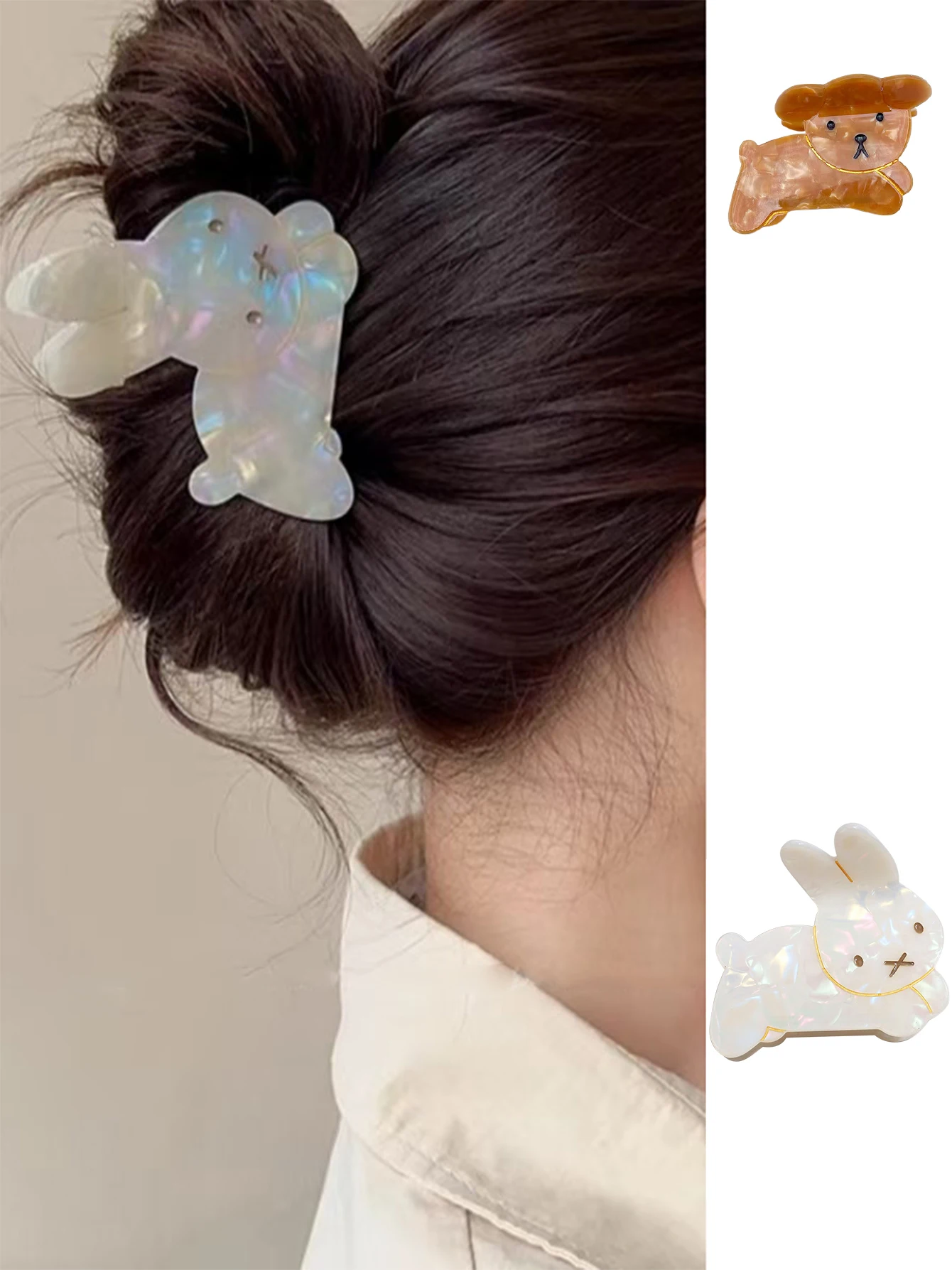 1pc medium cartoon animal hair claw daily half-up back of head styling decoration
1pc medium cartoon animal hair claw daily half-up back of head styling decoration