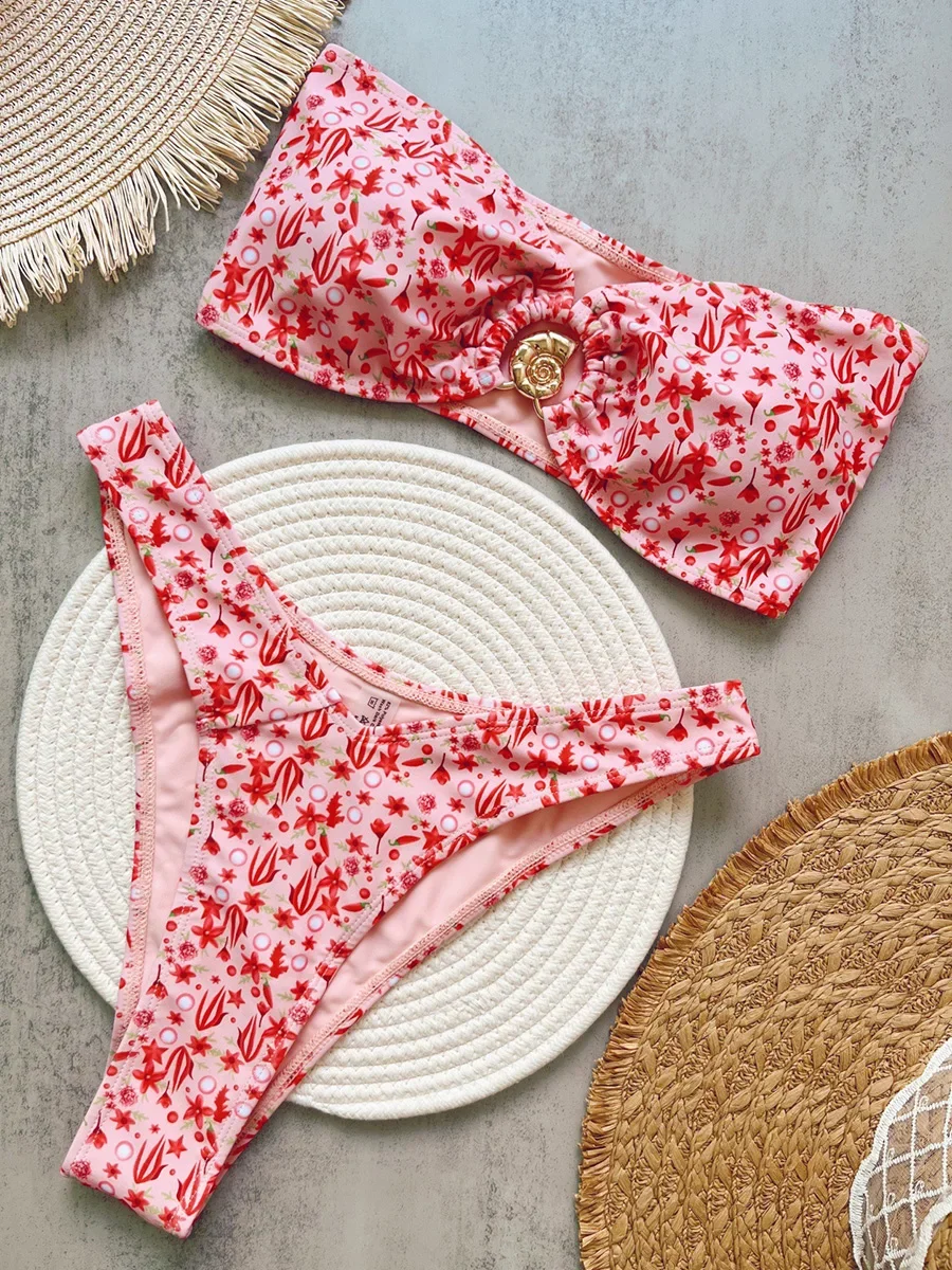 Flowers Print High Cut Bandeau Bikini Female Swimsuit Women Swimwear Two-pieces Bikini Set Bather Bathing Suit Swim Beachwear
Flowers Print High Cut Bandeau Bikini Female Swimsuit Women Swimwear Two-pieces Bikini Set Bather Bathing Suit Swim Beachwear