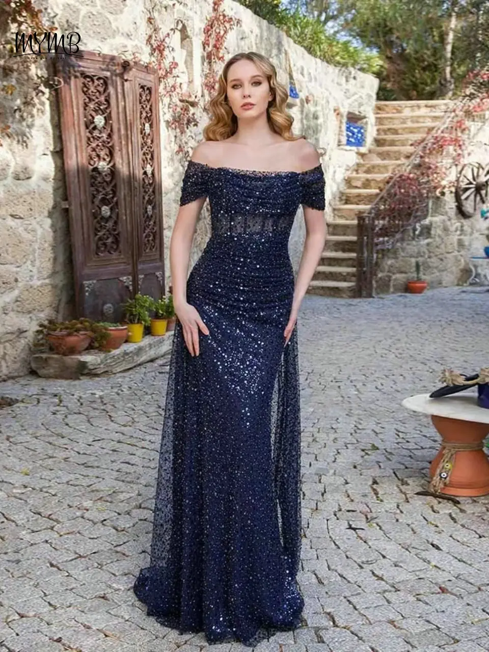 MYMB Stunning Off Shoulder Pleated Mermaid Blue Evening Gowns for Women Party Gorgerous Shiny Sequin Prom Dresses with Boning
MYMB Stunning Off Shoulder Pleated Mermaid Blue Evening Gowns for Women Party Gorgerous Shiny Sequin Prom Dresses with Boning