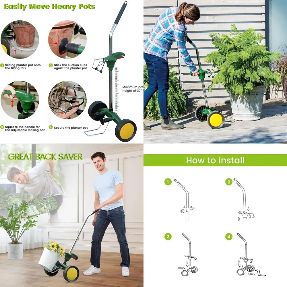 Industrial-Strength Plant Dolly - Pot Mover for Gardens, Holds 165 lbs with Lockable Wheels and Suction Cups | Adjustable Handle
Industrial-Strength Plant Dolly - Pot Mover for Gardens, Holds 165 lbs with Lockable Wheels and Suction Cups | Adjustable Handle