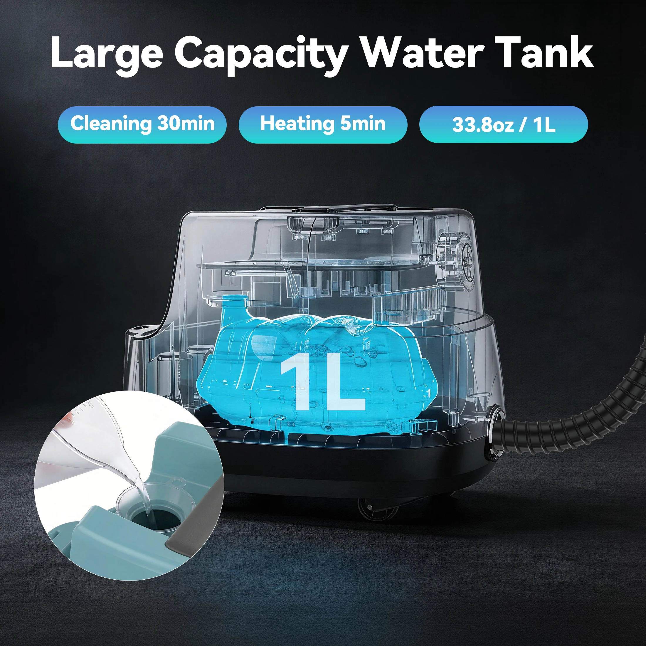 Portable Handheld Steam Cleaner High Temperature 1200W Electric Steam Cleaning with 1L Tank and 16 Accessories for Home Kitchen Floor Car Stain Removal
Portable Handheld Steam Cleaner High Temperature 1200W Electric Steam Cleaning with 1L Tank and 16 Accessories for Home Kitchen Floor Car Stain Removal