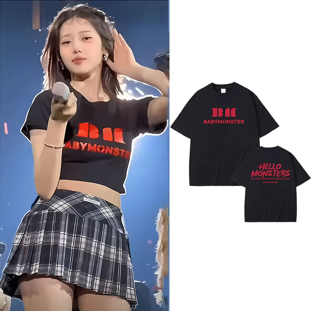 Kpop Band Babymonster Same Style T-shirt Hello Monsters World Tour T Shirts Men Women Fashion Oversized T-shirts Y2k Streetwear
Kpop Band Babymonster Same Style T-shirt Hello Monsters World Tour T Shirts Men Women Fashion Oversized T-shirts Y2k Streetwear