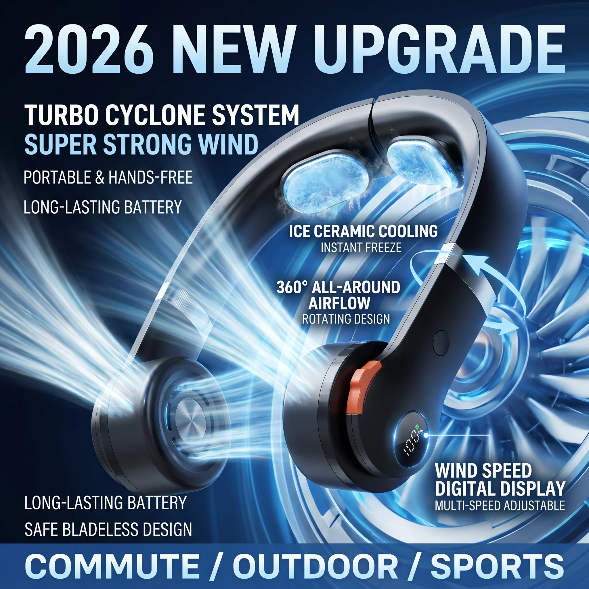 2026 New Upgrade 2026 New Cross-border Leafless Digital Display Neck Fan Lazy Portable Cooling Outdoor Rechargeable Neck Hanging
2026 New Upgrade 2026 New Cross-border Leafless Digital Display Neck Fan Lazy Portable Cooling Outdoor Rechargeable Neck Hanging
