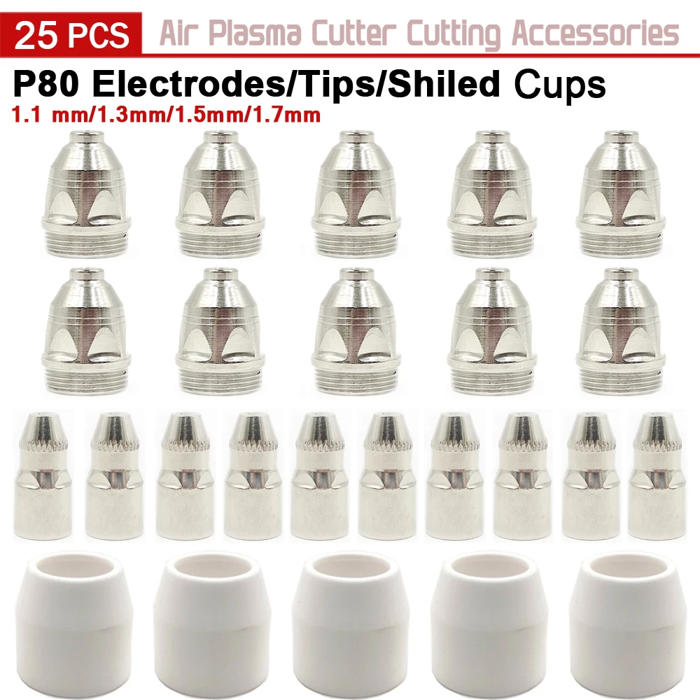 25pcs P80 Cutting Torch Tips CNC Cutter 60A 80A 100A P80 Plasma Torch Shield Cup Electrode Nozzle
25pcs P80 Cutting Torch Tips CNC Cutter 60A 80A 100A P80 Plasma Torch Shield Cup Electrode Nozzle