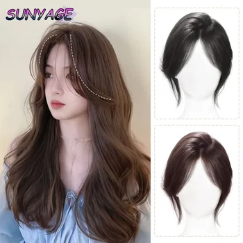 SUNYAGE 여성용 합성 8 자 앞머리 가발, 머리 꼭대기에 흰 머리를 가리고 전체 앞머리