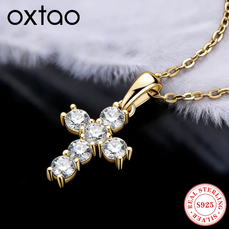 OXTAO D Color 3mm Moissanite Pendant Necklace for Women 100% 925 Silver Four Prong Cross Pendant Chain Necklace Fine Jewelry
OXTAO D Color 3mm Moissanite Pendant Necklace for Women 100% 925 Silver Four Prong Cross Pendant Chain Necklace Fine Jewelry