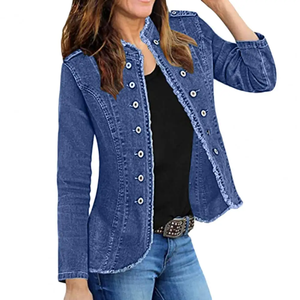 Women's Jean Jacket Long Sleeve Frayed Hem Stretchy Denim Jacket Slim-Fit Button Down Cropped Jean Coat Куртка
Women's Jean Jacket Long Sleeve Frayed Hem Stretchy Denim Jacket Slim-Fit Button Down Cropped Jean Coat Куртка