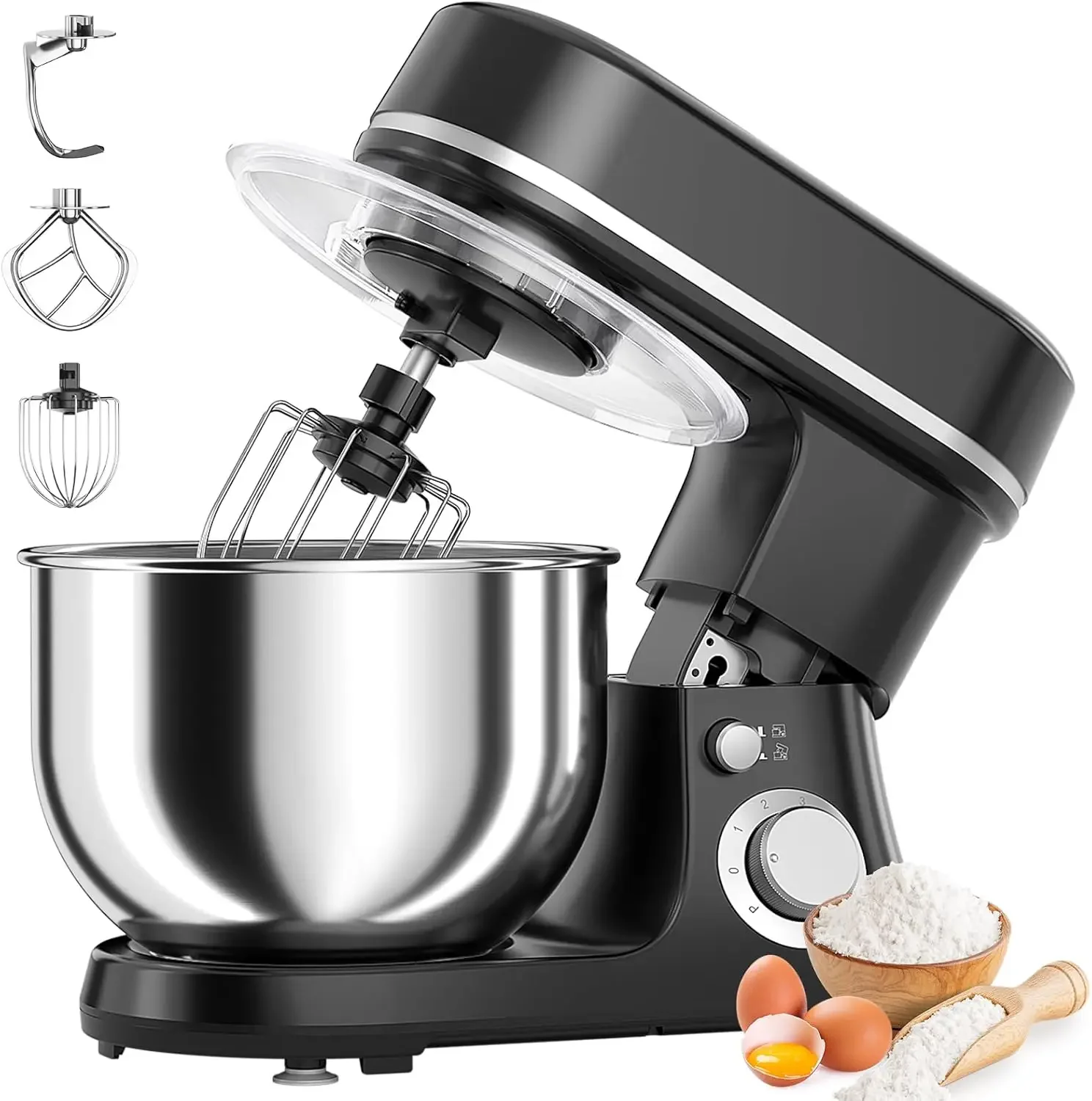 800W Stand Mixer with 5.3QT Bowl, 6-Speed with Pulse Electric Kitchen Mixer, Food Mixer with Dough Hook, Whisk, Beater Tilt-Head
800W Stand Mixer with 5.3QT Bowl, 6-Speed with Pulse Electric Kitchen Mixer, Food Mixer with Dough Hook, Whisk, Beater Tilt-Head