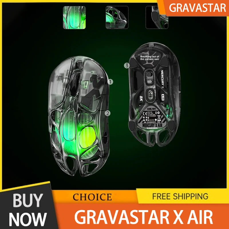 New GravaStar X Air X Pro Paw3950 8K Wireless Mouse Magnesium Gaming Mouse E-sports Tri-Mode Bluetooth RGB Lightweight Hollow
New GravaStar X Air X Pro Paw3950 8K Wireless Mouse Magnesium Gaming Mouse E-sports Tri-Mode Bluetooth RGB Lightweight Hollow