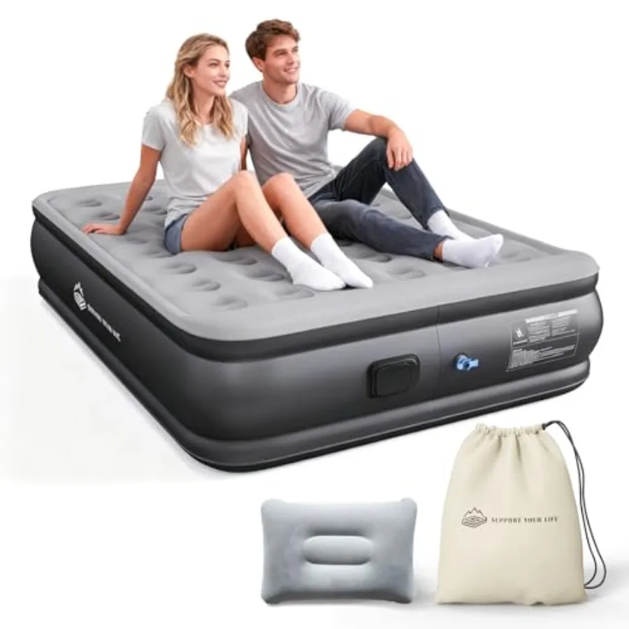 Queen Air Mattress with Built in Pump 18" Upgraded One-Touch Inflatable Airbed for Home Camping Guests Portable Blow Up Mattres
Queen Air Mattress with Built in Pump 18" Upgraded One-Touch Inflatable Airbed for Home Camping Guests Portable Blow Up Mattres