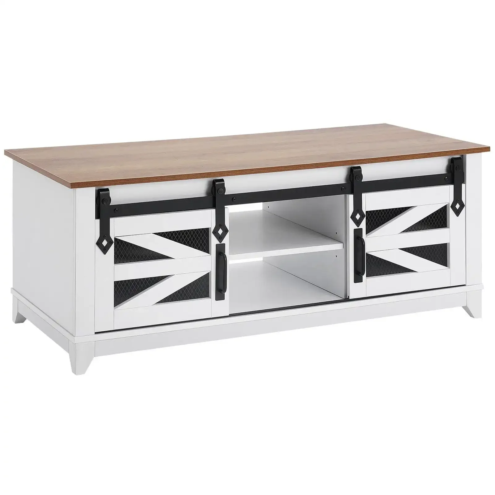 48" Farmhouse Coffee Table 2-tier Rectangle Table with Sliding Barn Doors
48" Farmhouse Coffee Table 2-tier Rectangle Table with Sliding Barn Doors