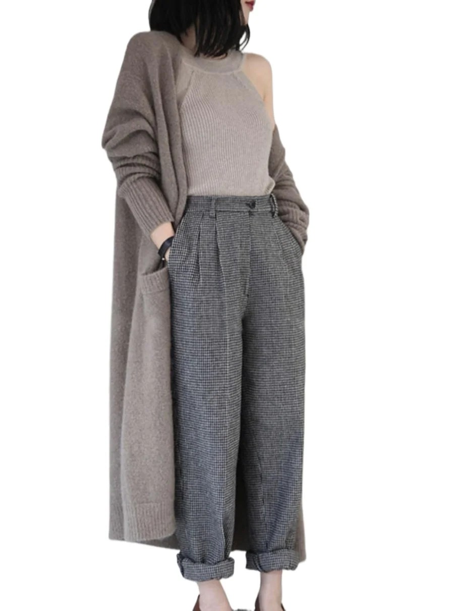 New pure mountain cashmere sweater in autumn and winter women's V-neck cardigan long lazy knitted coat with pocket
New pure mountain cashmere sweater in autumn and winter women's V-neck cardigan long lazy knitted coat with pocket