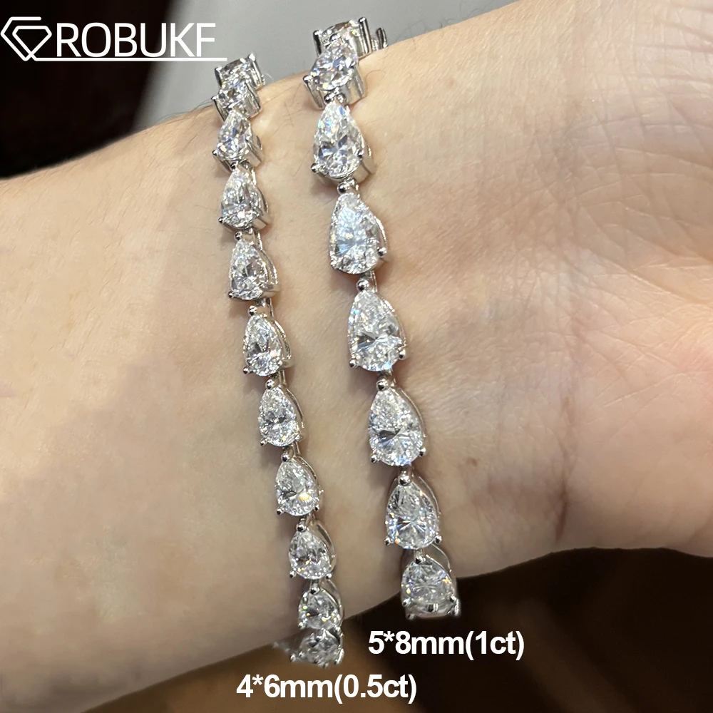 Теннисный браслет для женщин с муассанитами в форме капли 0.5CT и 1CT, грушевидной огранки, из лабораторных бриллиантов, серебро S925 с покрытием 18K, ювелирное изделие с сертификатом GRA
Теннисный браслет для женщин с муассанитами в форме капли 0.5CT и 1CT, грушевидной огранки, из лабораторных бриллиантов, серебро S925 с покрытием 18K, ювелирное изделие с сертификатом GRA